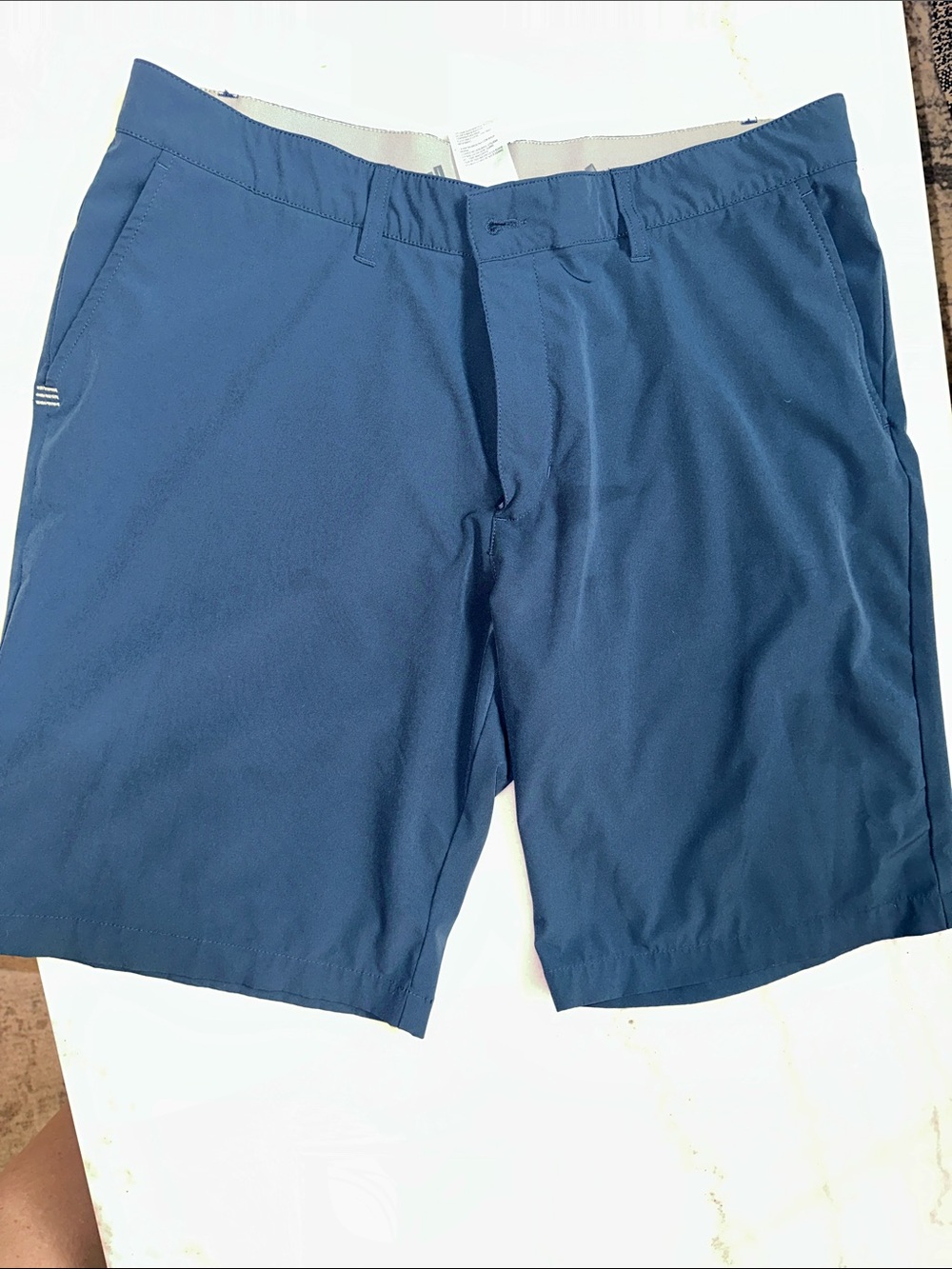 ADIDAS Men’s Navy Athletic Shorts with Gray Waistband